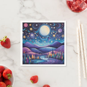 Serviette En Papier Nuit lunaire Big Moon Paysage