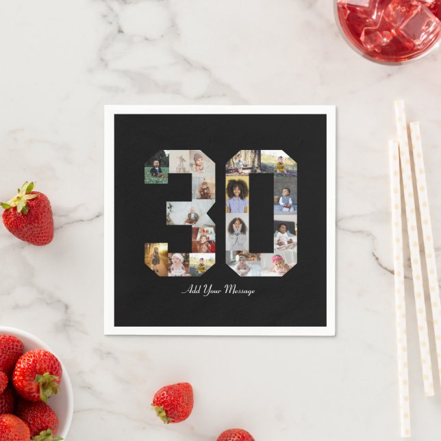 Serviette En Papier Numéro 30 Collage photo (En situation)