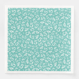Serviette En Papier Numéro aléatoire 45e âge Motif Turquoise/blanc