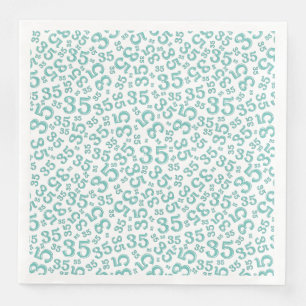 Serviette En Papier Numéro aléatoire du 35e âge Motif Turquoise/blanc
