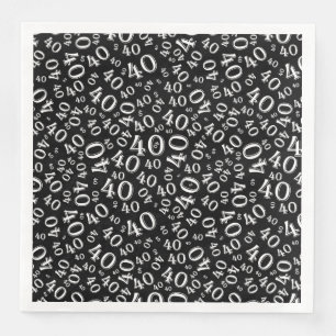 Serviette En Papier Numéro aléatoire du 40e âge Motif Livre noir/blanc