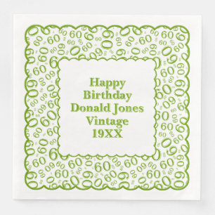 Serviette En Papier Numéro d'anniversaire Motif St Jacques Vert/Blanc