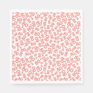 Serviette En Papier Numéro de fête du 80e anniversaire Motif Coral/Bla