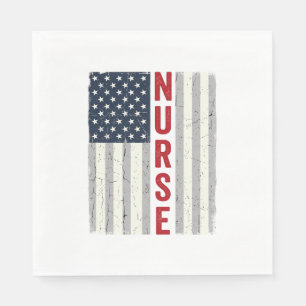 Serviette En Papier Nurse Drapeau Américain Vintage Gravure Design de