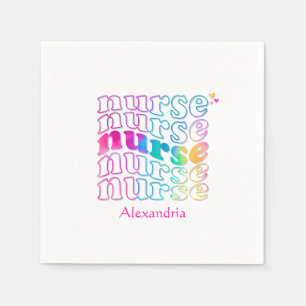 Serviette En Papier "Nurse" en Elegant Rainbow Colors