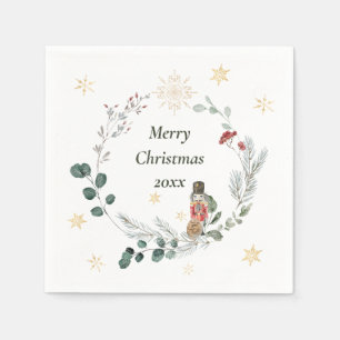Serviette En Papier Nutcracker aquarelle botanique joli Noël