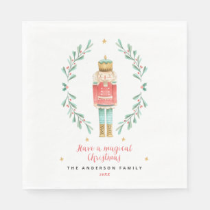Serviette En Papier Nutcracker aquarelle botanique mignon Pos de Noël