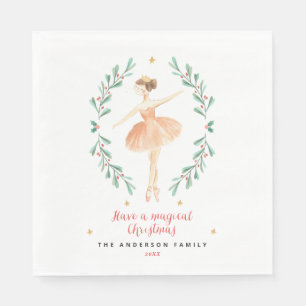 Serviette En Papier Nutcracker aquarelle botanique mignon Pos de Noël