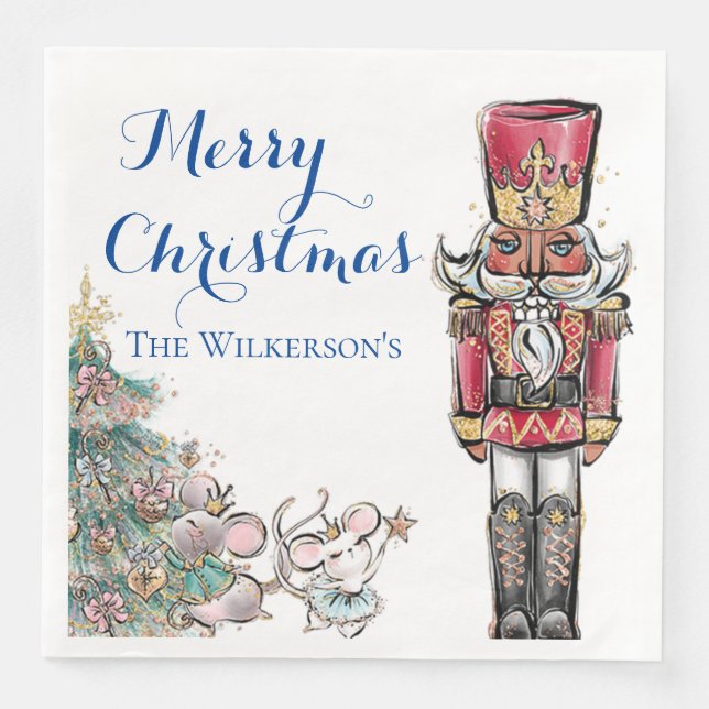 Serviette En Papier Nutcracker et Mice Christmas Party (Devant)