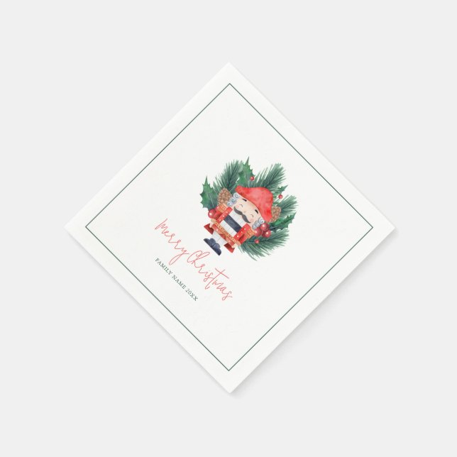 Serviette En Papier Nutcracker Joyeuse Typographie de Noël (Coin)