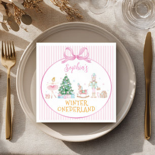 Serviette En Papier Nutcracker Rose Hiver Onederland Anniversaire