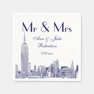 Serviette En Papier NYC Skyline 01 Etchd do-it-yourself BG Mariage M.
