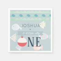 O-fish-ally Un pêcheur Garçon Blue Anniversaire se