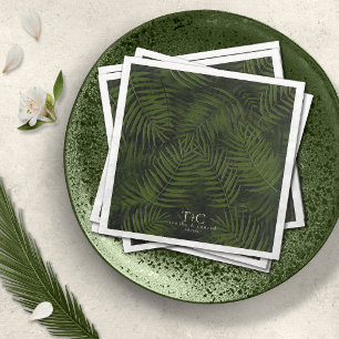 Serviette En Papier Oasis d'Olive Motif Feuilles de Palmier Mariage ID