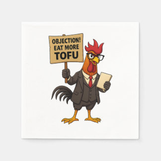 Serviette En Papier Objection! Eat More Tofu – Rooster Lawyer Protest 