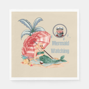 Serviette En Papier Observation de sirène - été sur la plage nautiq