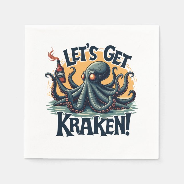 Serviette En Papier Obtenons Kraken Funny Rum Boire du poulpe (Devant)