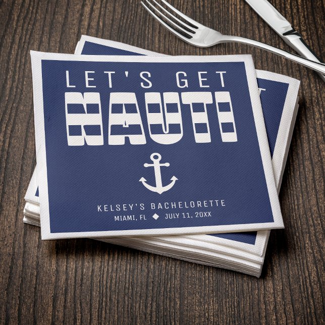 Serviette En Papier Obtenons Nauti Blue Bachelorette Party (Let's Get Nauti Blue Bachelorette Party Napkins
)