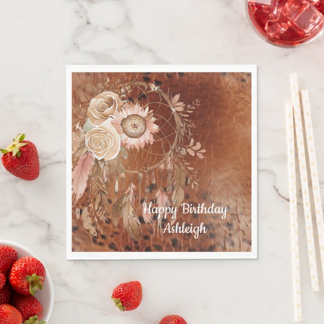 Serviette En Papier Occidentale Cowgirl Floral Dream Catcher Anniversa (En situation)
