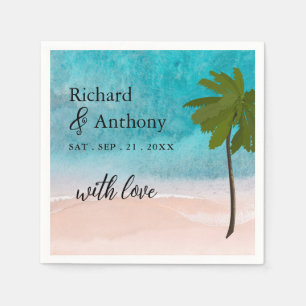 Serviette En Papier Ocean Beach Palm Tree Mariage