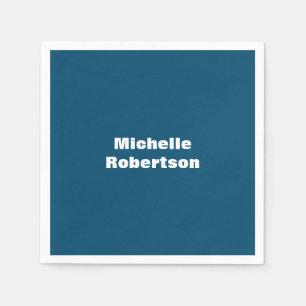 Serviette En Papier Ocean Blue Plain Minimalist Ajouter son propre nom