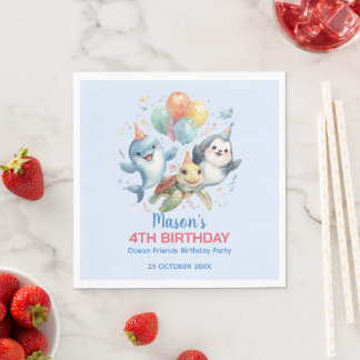 Serviette En Papier Ocean Friends Anniversaire papier Napkin