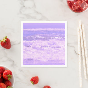 Serviette En Papier Ocean Sea Beach Purple Waves Water