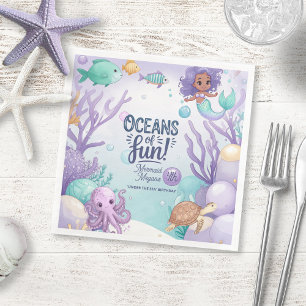 Serviette En Papier Océans de Fun Mermaid Anniversaire V2 ID1142