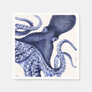 Serviette En Papier Octopus bleu paysage