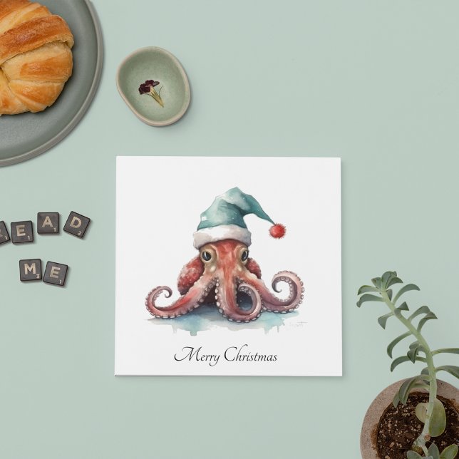 Serviette En Papier Octopus Christmas Joy, coutume (Créateur téléchargé)