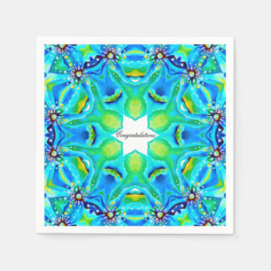 Serviette En Papier Oeuvre artistique chic Mandala en couleurs Aqua