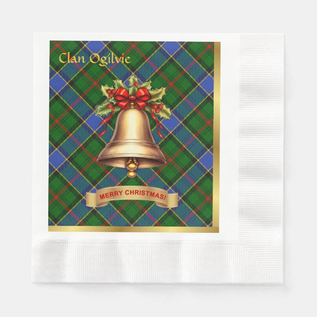 Serviette En Papier Ogilvie Personnalisé Tartan Noël (Devant)