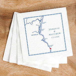 Serviette En Papier Ogunquit Maine Map Mariage élégant