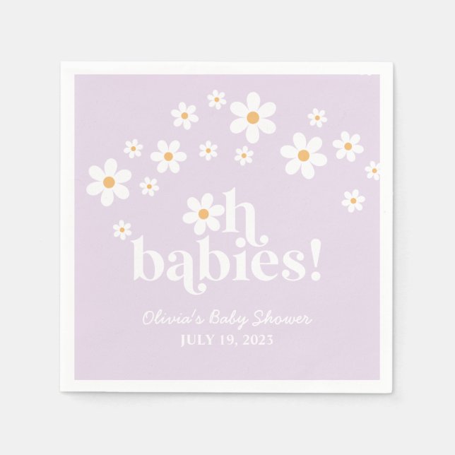 Serviette En Papier Oh Babies ! Baby shower lilas de Daisy (Devant)