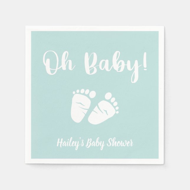 Serviette En Papier Oh Baby Baby Feet Mint Green Baby shower (Devant)