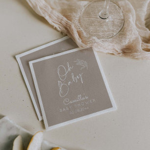 Serviette En Papier Oh Baby Beige Genre Neutre Baby shower moderne