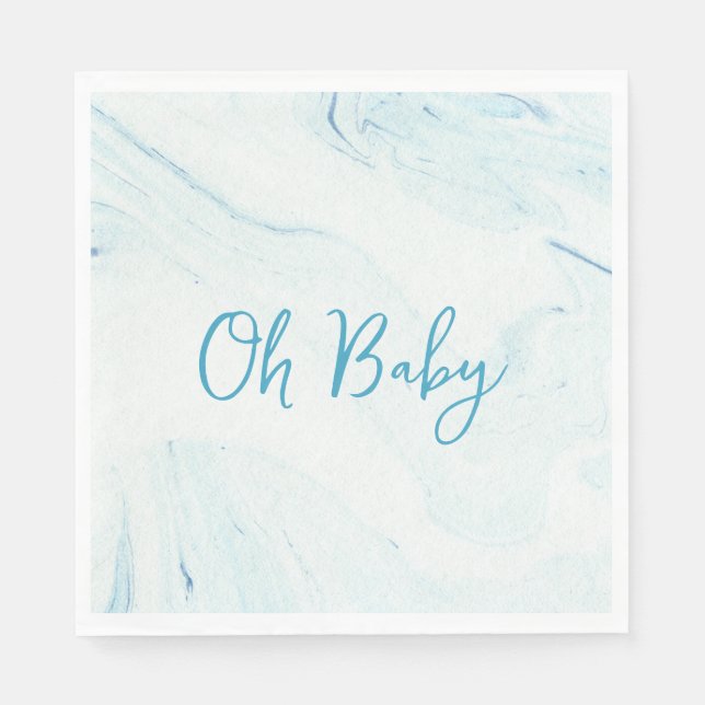 Serviette En Papier Oh Baby Blue Marble Boy Baby shower Papier Napkin (Devant)