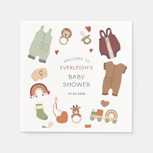 Serviette En Papier Oh Baby Boho Vêtements Jouets Baby shower garçon (Devant)