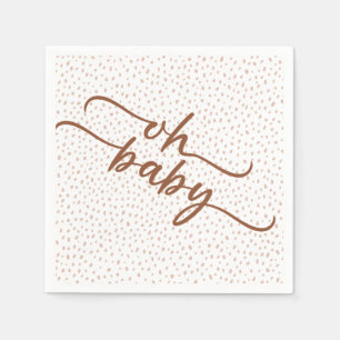 Serviette En Papier "Oh Baby" Brown Script & Baby shower de points bei