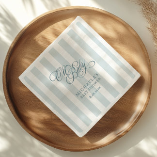 Serviette En Papier Oh Baby Elegant Script & Stripes Baby shower