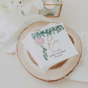 Serviette En Papier Oh Baby Eucalyptus Baby shower de ballon rose