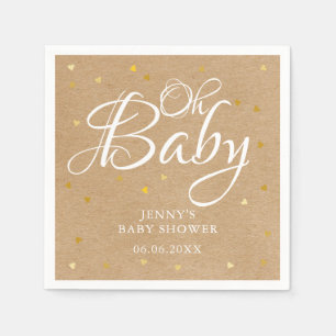 Serviette En Papier Oh Baby Gold Hearts Confetti Baby shower/Sprinkle