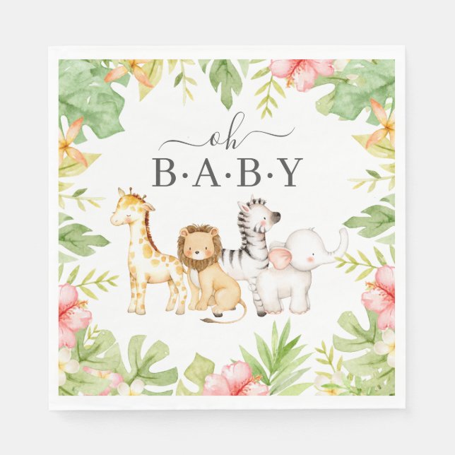 Serviette En Papier Oh Baby Jungle Baby shower papier serviettes (Devant)