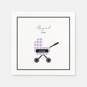 Serviette En Papier Oh Baby Lavender En vichy Pram Baby shower serviet
