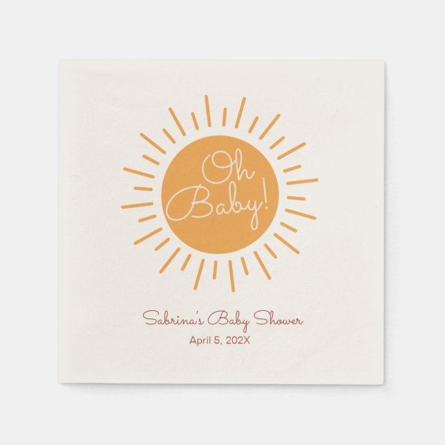 Serviette En Papier Oh Baby mignon baby shower de soleil boho (Devant)