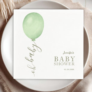 Serviette En Papier Oh Baby Minimaliste Sage Baby shower Ballons Vert
