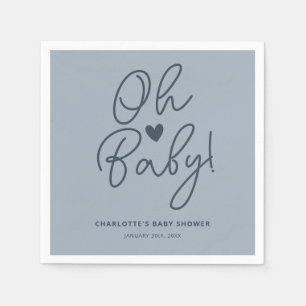 Serviette En Papier Oh Baby moderne Dusty Blue Baby shower garçon pers