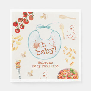 Serviette En Papier Oh Baby Pasta & Pacifiers Baby shower Garçon bleu