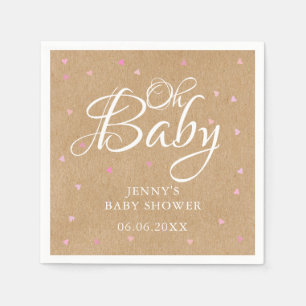 Serviette En Papier Oh Baby Pink Love Hearts Baby shower / Saupoudrer
