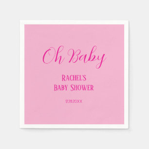 Serviette En Papier Oh Baby Pink Script Modern Cute Girl Baby shower